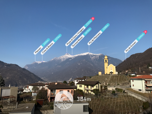 Mountains of Bellinzona through the lenses of PeakVisor