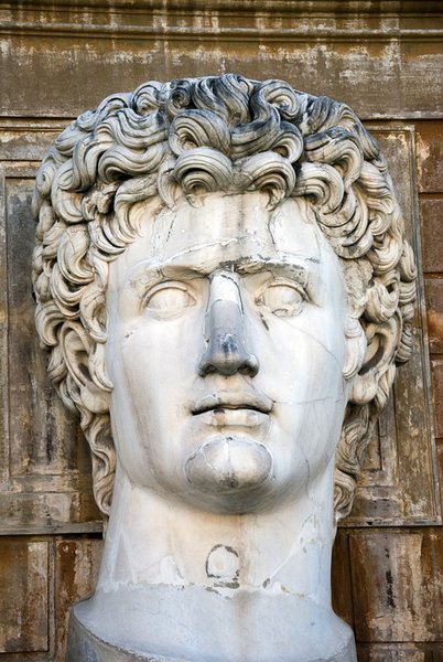 Augustus main statue Rome ancient times face.