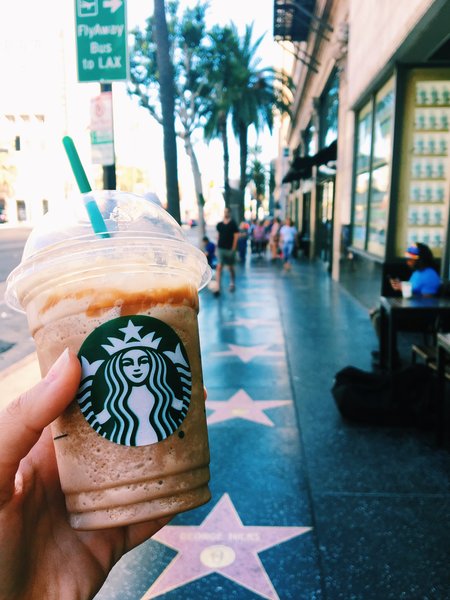 Enjoying some Starbucks on the Walk of Fame, North Hollywood