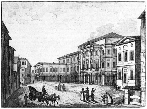 The Accademia Carrara in 1843. Bergamo, Italy.