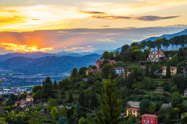 nobody, travel, water, landscape, outdoors, tree, sky, mountain, sunset, scenic, evening, town, coast, dusk, island, coastline, bay, architecture, city, village